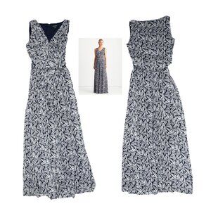 Ralph Lauren Size 6 Tropical Floral Georgette Belted Sleeveless Maxi Gown Dress